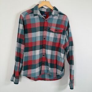 Patagonia‎ Men's 100% Organic Cotton Flannel Plaid Button Up Shirt Top Small
